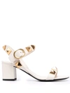 Valentino Garavani Roman Stud Block-heel Leather Sandals In White