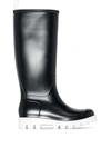 Gia Borghini Short Black Rain Boot In Rubber With White Sole In Black