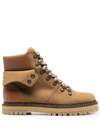 See By Chloé Eileen Leather-trimmed Nubuck Ankle Boots In Braun