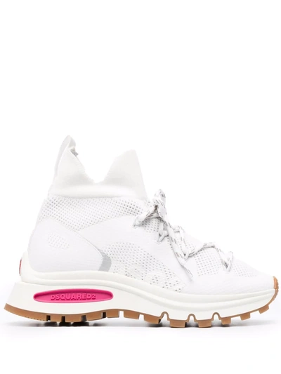 Dsquared2 Perforated High-top Trainers In Weiss