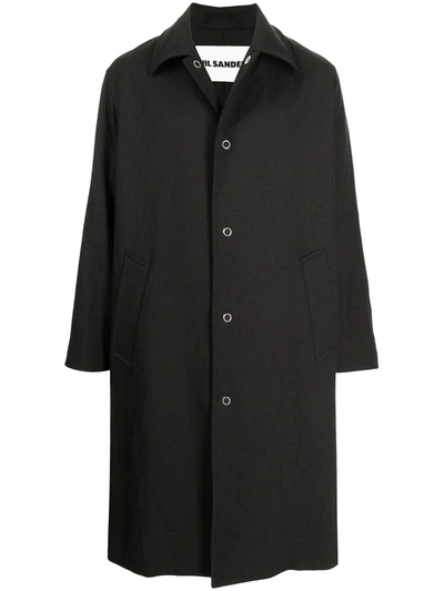 Jil Sander Snap-button Parka Coat In Black