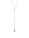 JENNIFER MEYER 18K YELLOW GOLD DIAMOND BEZEL WITH TURQUOISE MARQUISE LARIAT NECKLACE