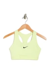 Nike Dri-fit Swoosh Racerback Sports Bra In Lime Ice/ Lime Ice/ Black