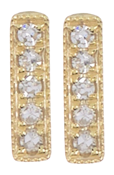 Meira T 14k Yellow Gold Pave Diamond Bar Stud Earrings