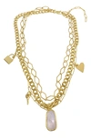 ADORNIA MIXED CHAIN CHARM NECKLACE