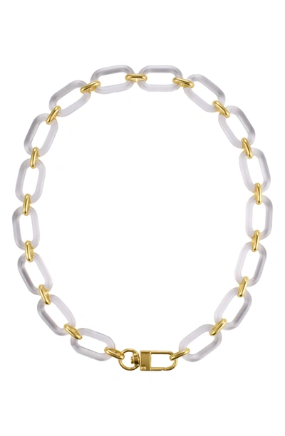 Adornia Lucite Link Necklace In Yellow