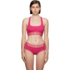 Versace Greca Border Racerback Sports Bra In 1p580 Pink