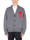 Ami Alexandre Mattiussi Ami Logo Embroidered Buttoned Cardigan In Grigio