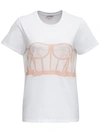 ALEXANDER MCQUEEN T-SHIRT IN WHITE AND PINK COTTON WITH CORSET PRINT,679449QZAD80935