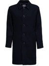 Aspesi Single-breasted Blue Wool Coat In Blu