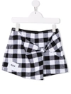 Msgm Kids Shorts With White And Black Gingham Motif In Checked Plaid