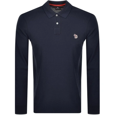 Paul Smith Mens  Dark Navy Regular Fit Long Sleeve Polo Shirt In Blue