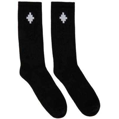 Marcelo Burlon County Of Milan Intarsia-knit Logo-detail Socks In Black