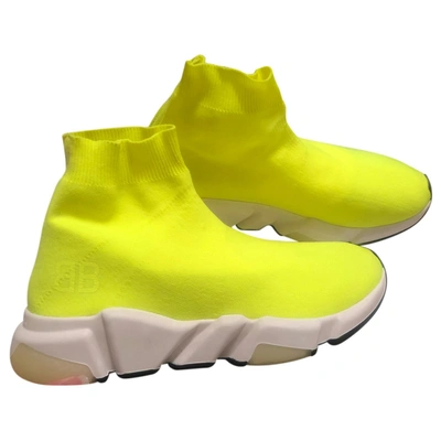 Pre-owned Balenciaga Speed Cloth Trainers In Yellow