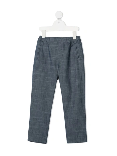 Bonpoint Kids' Slub-texture Trousers In Blue