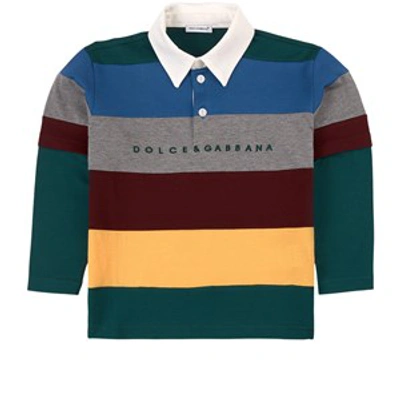 Dolce & Gabbana Kids' Colour-block Layered Polo Shirt In Blue