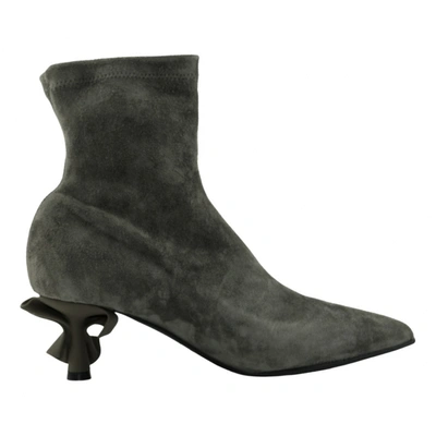 Pre-owned Le Silla Leather Ankle Boots In Anthracite