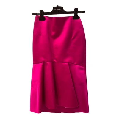 Pre-owned Balenciaga Silk Mid-length Skirt In Pink