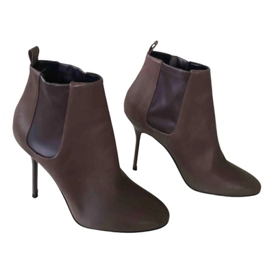 Pre-owned Pierre Hardy Leather Ankle Boots In Brown