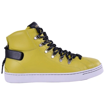 Pre-owned Dolce & Gabbana Leather High Trainers In Yellow