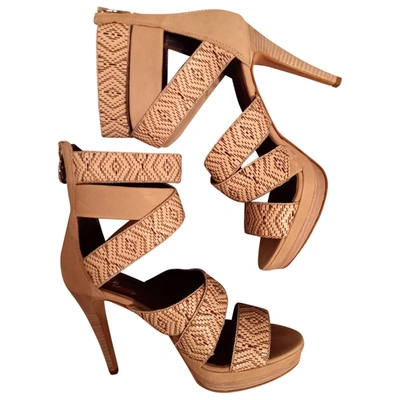 Pre-owned Miss Sixty Leather Sandals In Beige