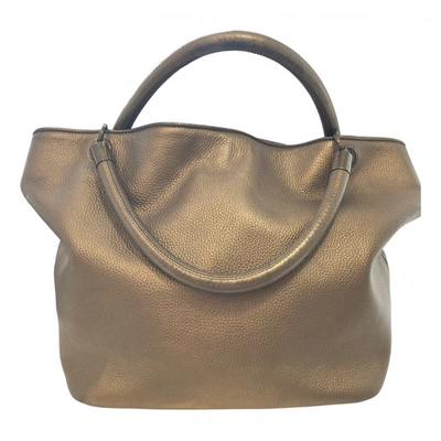 Pre-owned Lancel Flore Leather Handbag In Gold