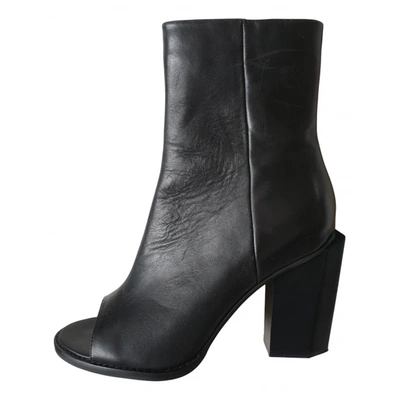 Pre-owned Alias Mae Leather Open Toe Boots In Black