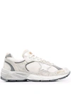 Golden Goose Running Dad Net And Suede Upper Leather Star And Heel Suede Spur Shoes In Nude