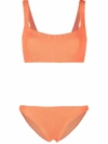 Hunza G Xandra Crinkled-effect Cropped Bikini In Orange