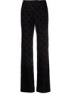 Misbhv Black Velour Monogram Night Trousers In Schwarz