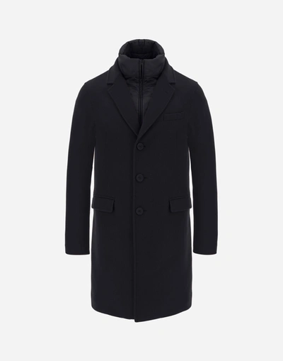 Herno Diagonal Wool Coat In Black