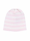 Little Bear Striped Virgin Wool Beanie In 粉色