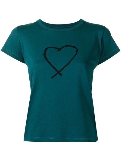 Agnès B. Heart Print Round Neck T-shirt In 蓝色