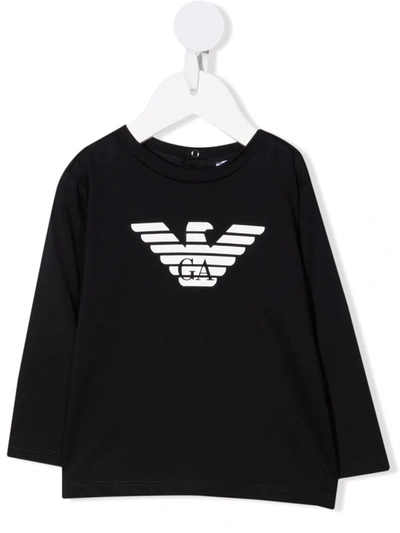 Emporio Armani Babies' Logo-print Cotton T-shirt In 蓝色