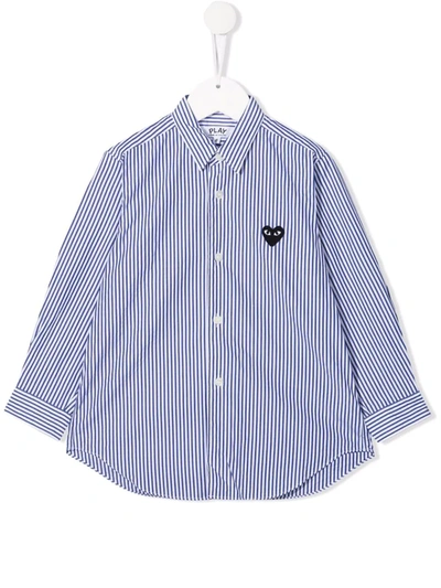 Comme Des Garçons Play Stripe-print Button-up Shirt In White ,blue