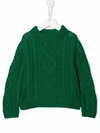 BONPOINT CABLE-KNIT RIBBED-TRIM JUMPER