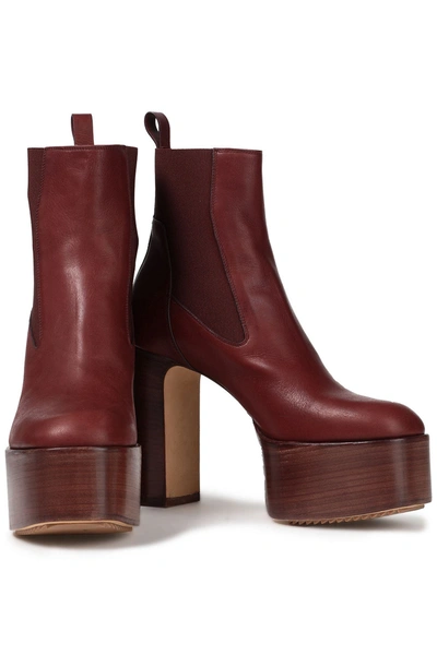 Rick Owens Kiss 65 Leather Platform Ankle Boots In Brown