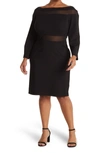 Love By Design Luna Mesh Panel Off-the-shoulder Midi Dress In Black