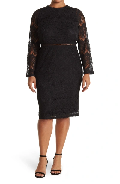 Love By Design Allison Long Sleeve Lace Midi Dress In Black | ModeSens
