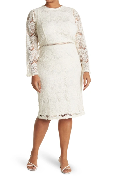 Love By Design Allison Long Sleeve Lace Midi Dress In Gardenia | ModeSens