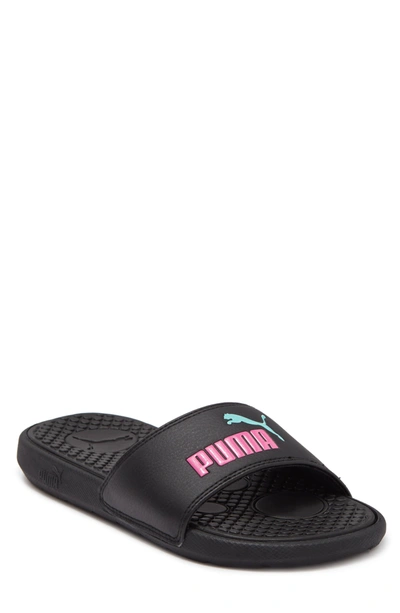 Puma Cool Cat Slide Sandal In  Black-luminous Pink