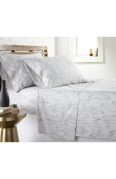 Southshore Fine Linens Premium Collection Ultra Soft Botanical Forest Sheet Set In Modern Foliage White / Grey