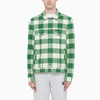 PALM ANGELS OFF WHITE/GREEN CHECKED JACKET,PMEA169F21FAB001-J-PALMA-0310