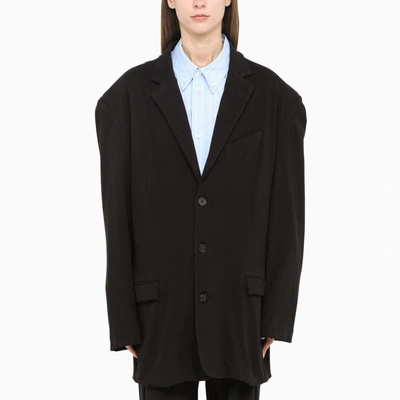 Balenciaga Black Cotton Oversized Blazer