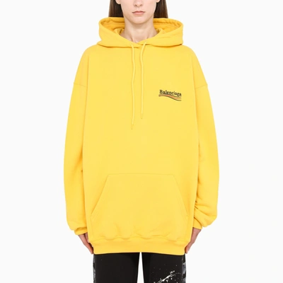 Balenciaga Woman Yellow Political Campaign Medium Fit Hoodie In Yellow/black/red