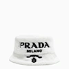 PRADA WHITE TERRY BUCKET HAT,1HC1372DXO-J-PRADA-F0964