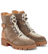 CHRISTIAN LOUBOUTIN MACADEMIA SUEDE AND LEATHER HIKING BOOTS,P00605050