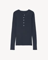 Nili Lotan Jordan Henley Long-sleeve T-shirt In Navy