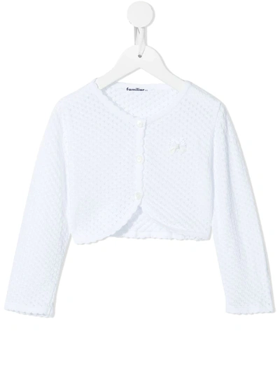 Familiar Open-knit Cotton Cardigan In White