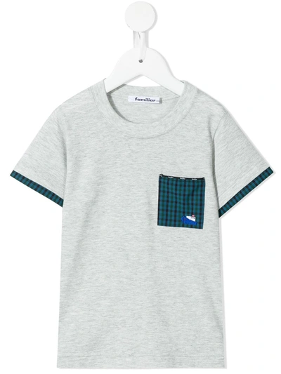 Familiar Kids' Chest-pocket Cotton T-shirt In Grey